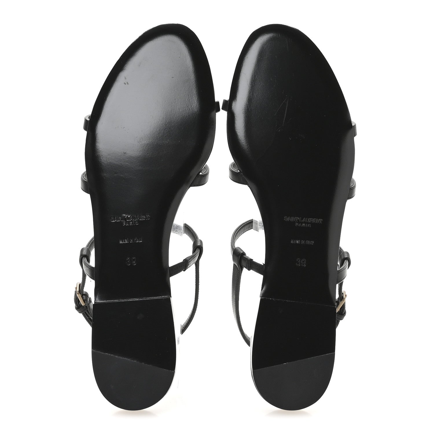Saint Laurent Calfskin Cassandra Monogram Sandals 39 Black 6 of 9