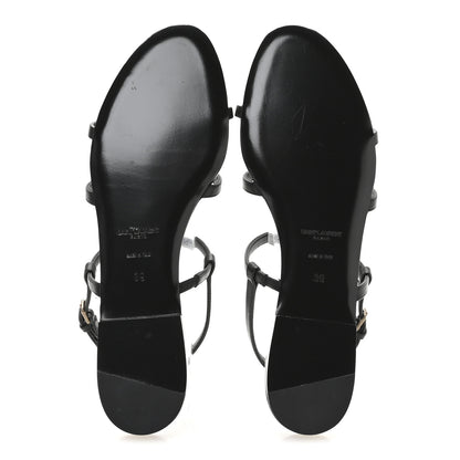 Saint Laurent Calfskin Cassandra Monogram Sandals 39 Black 6 of 9