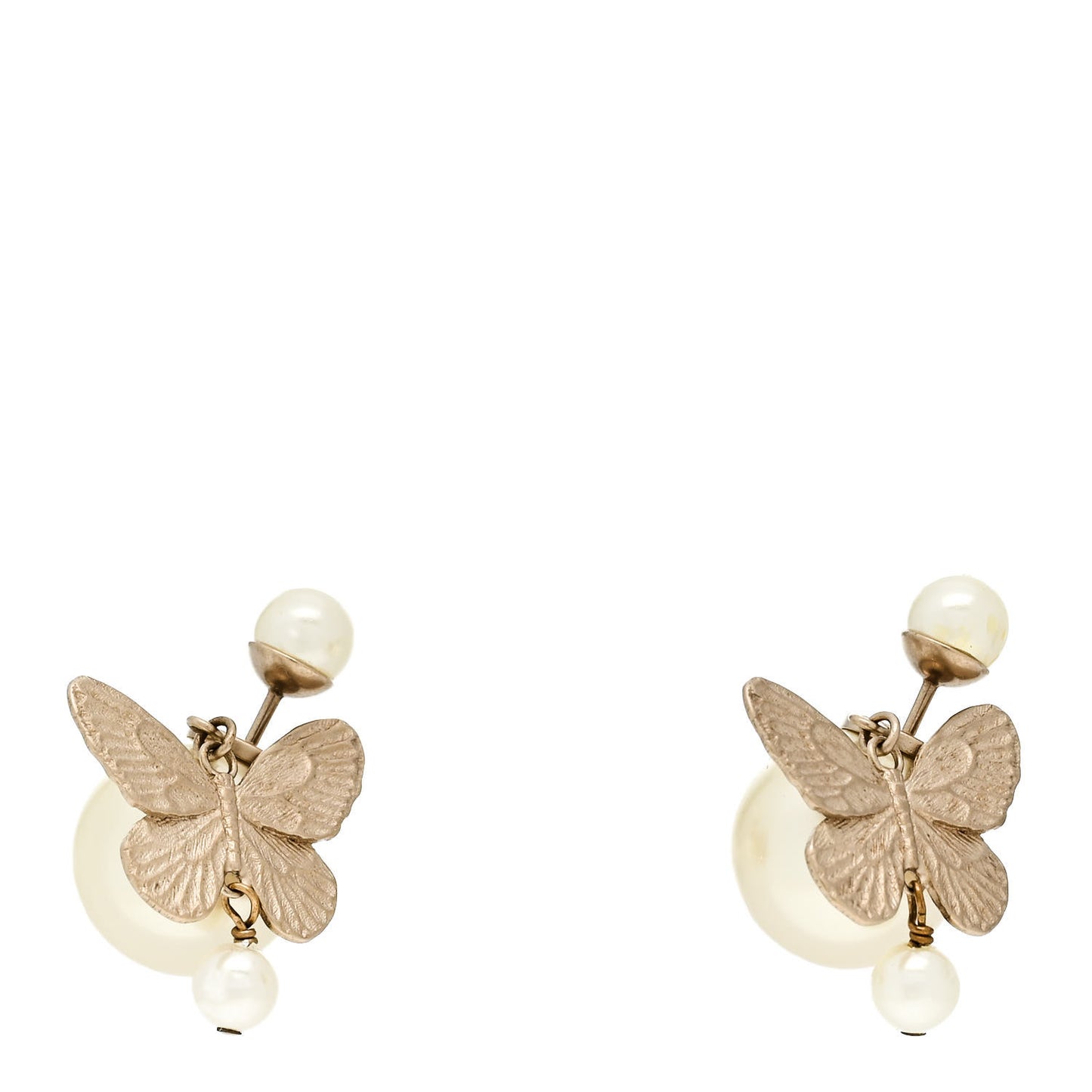 Pearl Butterfly Tribal Earrings Gold