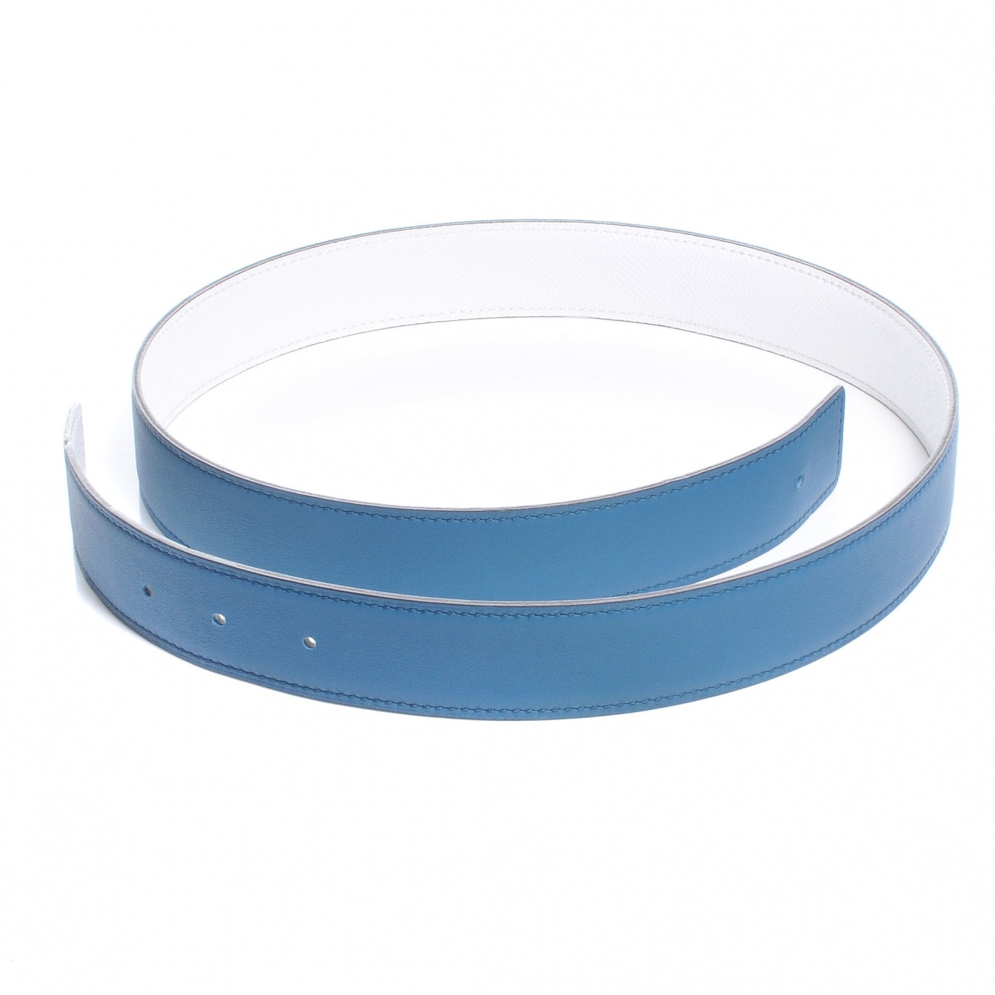 Swift Epsom Reversible Belt Strap Bleu de Galice and Blanc 85 NEW