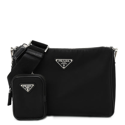 Prada Re-Nylon Saffiano Pocket Zippered Shoulder Bag Black 1 of 13