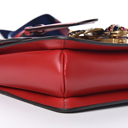 Gucci Calfskin Sylvie Web Queen Margaret Shoulder Bag Blue Agata Hibiscus Red Mystic White 10 of 12