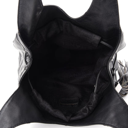 Chanel Calfskin Square Stitched Tassel Hobo Black 5 of 17