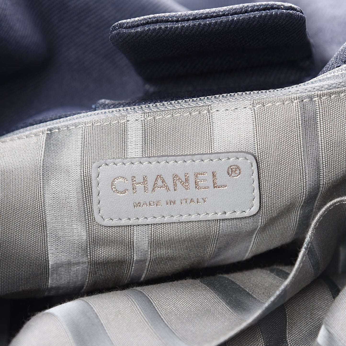 Denim CC Disc Accordion Flap Blue