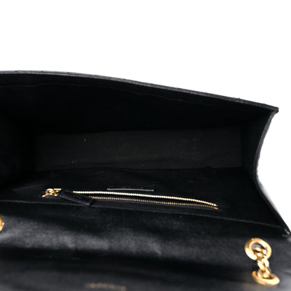 Saint Laurent Grain De Poudre Matelasse Chevron Large Monogram Satchel Black 4 of 20