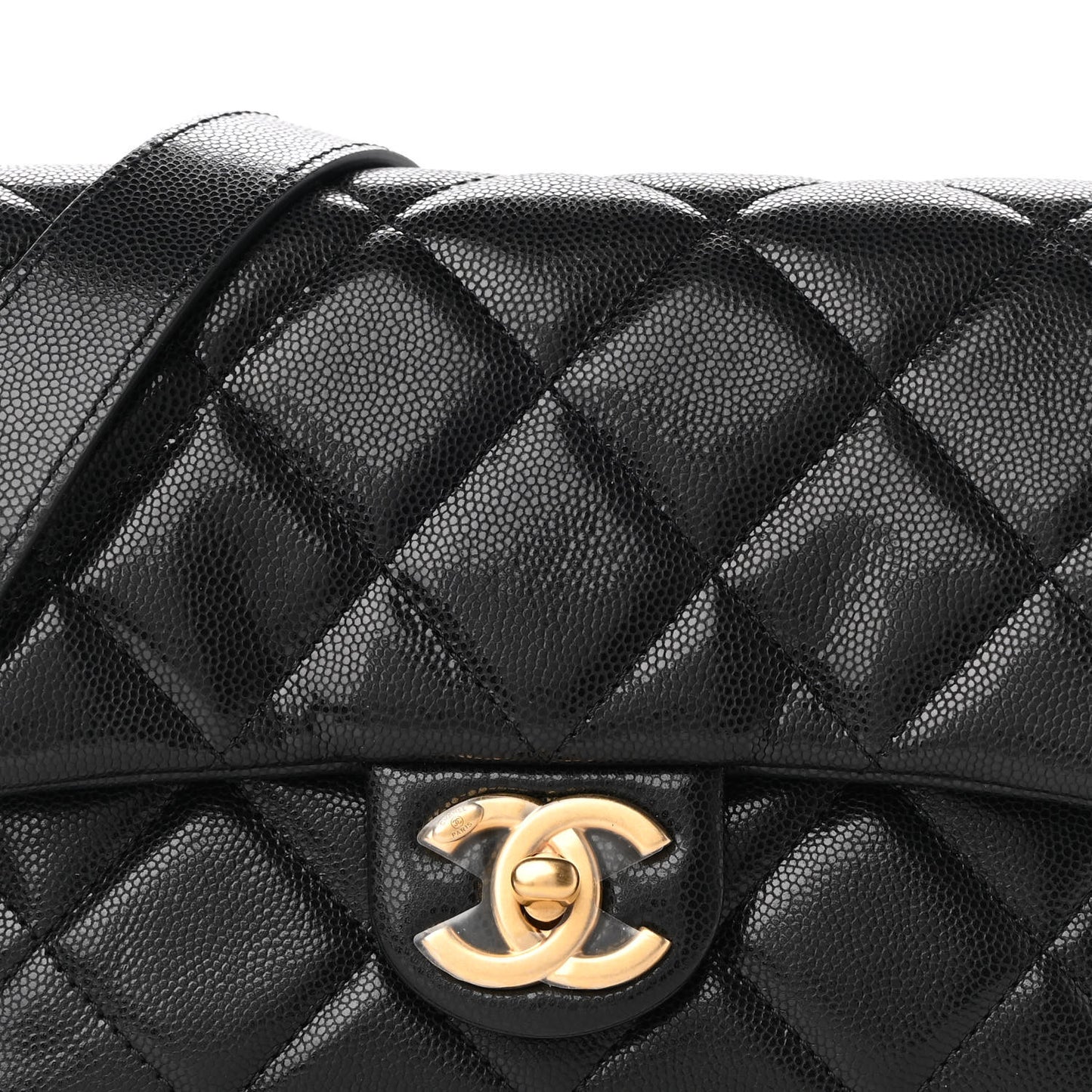 Caviar Quilted Small Twist Your Buttons Flap Black