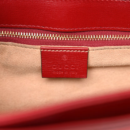 Gucci GG Supreme Monogram Azalea Calfskin Horsebit 1955 Shoulder Bag Beige Ebony New Cherry Red 6 of 12