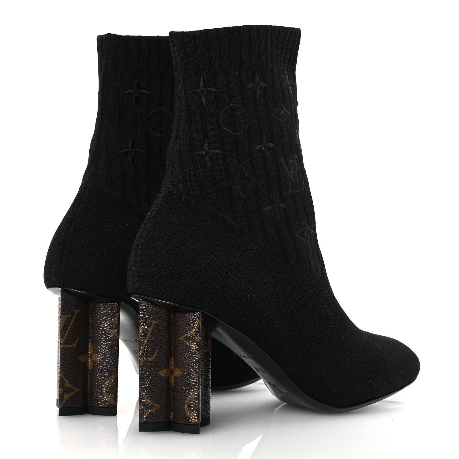 Louis Vuitton Monogram Stretch Fabric Silhouette Ankle Boots 37.5 Black 5 of 10
