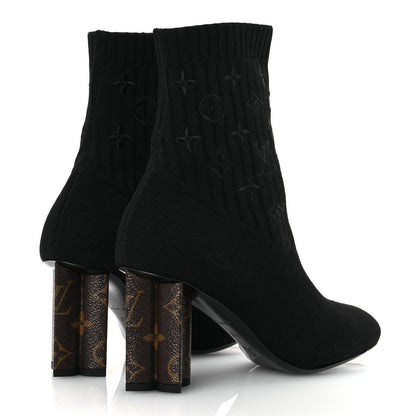 Louis Vuitton Monogram Stretch Fabric Silhouette Ankle Boots 37.5 Black 5 of 10