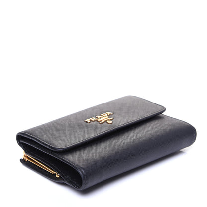 Prada Saffiano Metal Flap Compact Wallet Black 4 of 11
