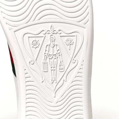 Gucci Calfskin Ayers Bee Embroidered Womens Ace Sneakers 36 White Green 7 of 10