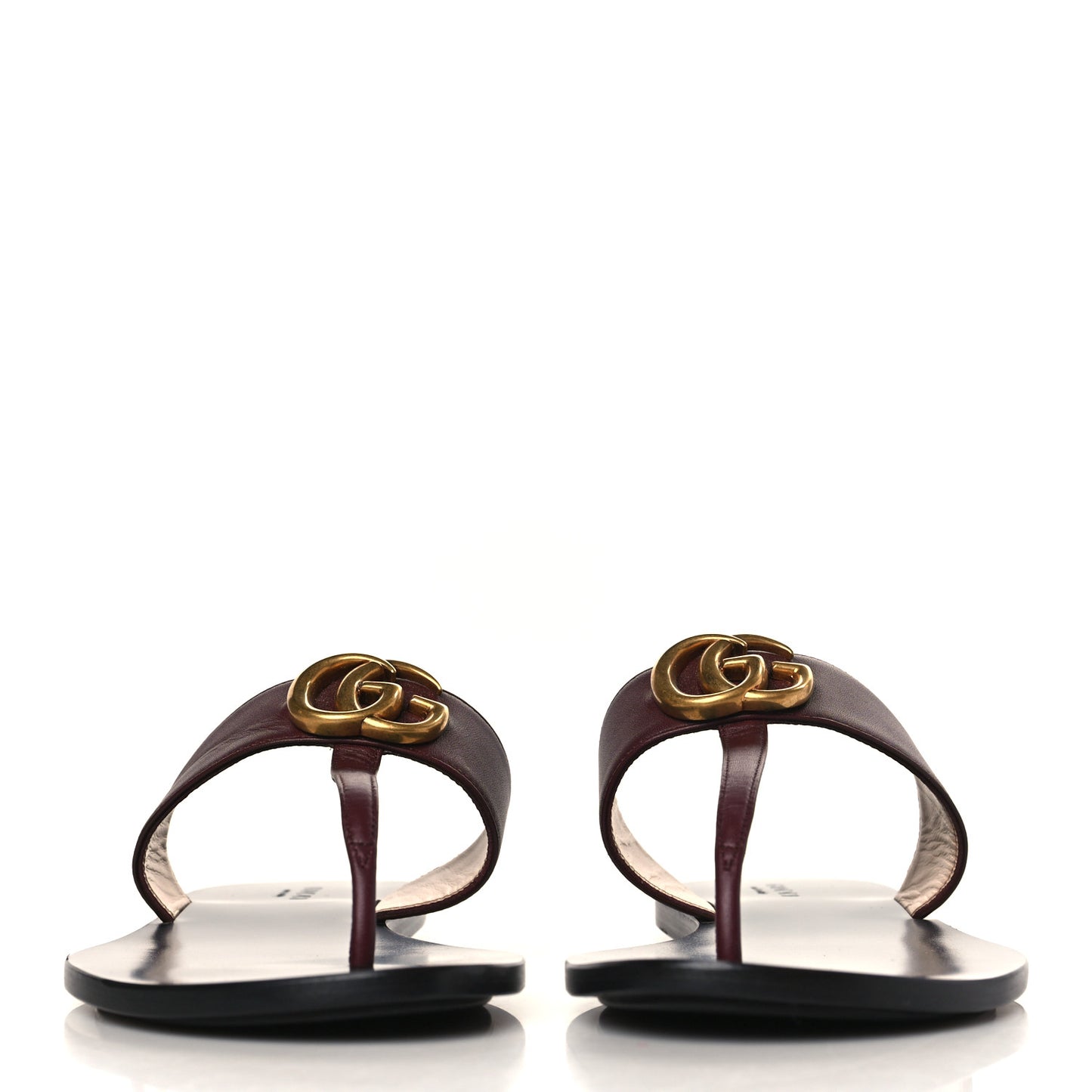 Calfskin GG Marmont Thong Sandals 38.5 Vintage Bordeaux