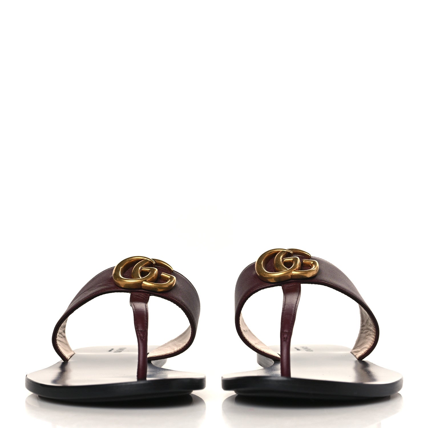 Gucci Calfskin GG Marmont Thong Sandals 38.5 Vintage Bordeaux 2 of 7