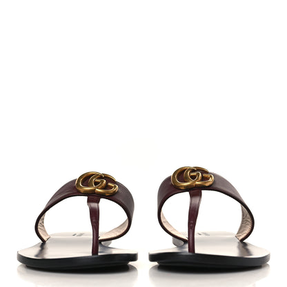 Gucci Calfskin GG Marmont Thong Sandals 38.5 Vintage Bordeaux 2 of 7