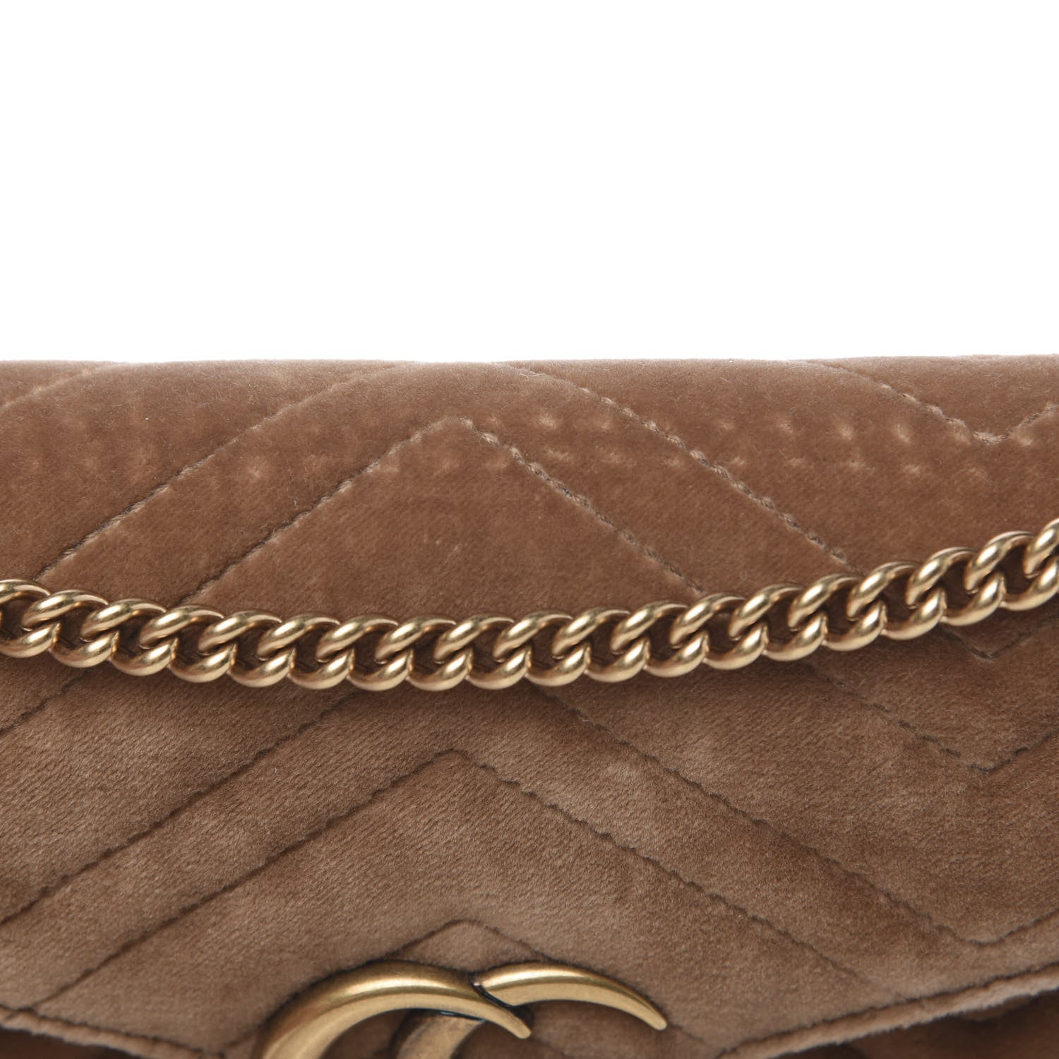 Gucci Velvet Matelasse GG Marmont Chain Wallet Taupe 7 of 12