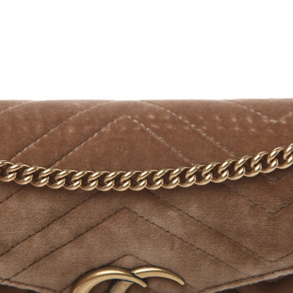 Gucci Velvet Matelasse GG Marmont Chain Wallet Taupe 7 of 12