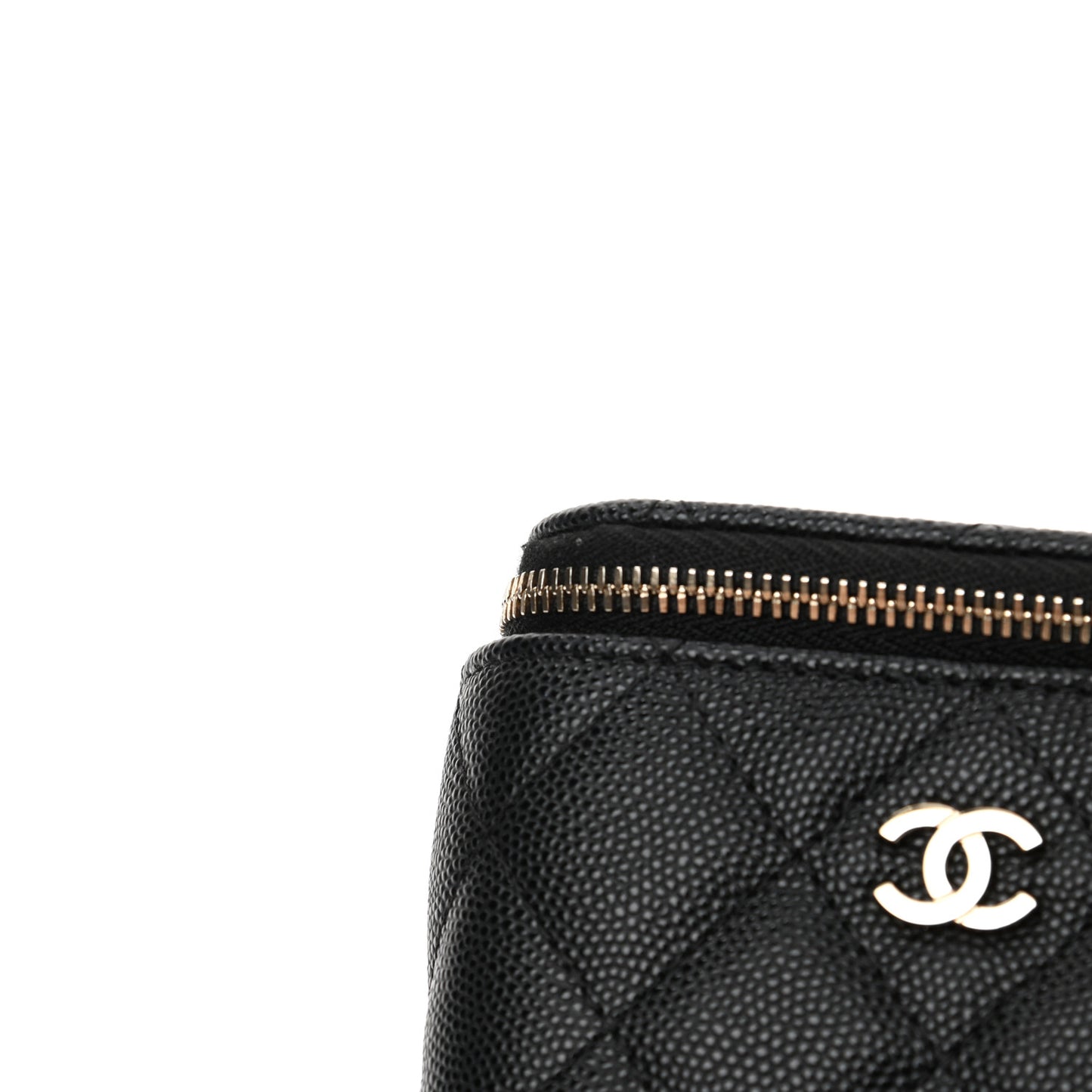 Caviar Quilted Mini Vanity Case With Chain Black