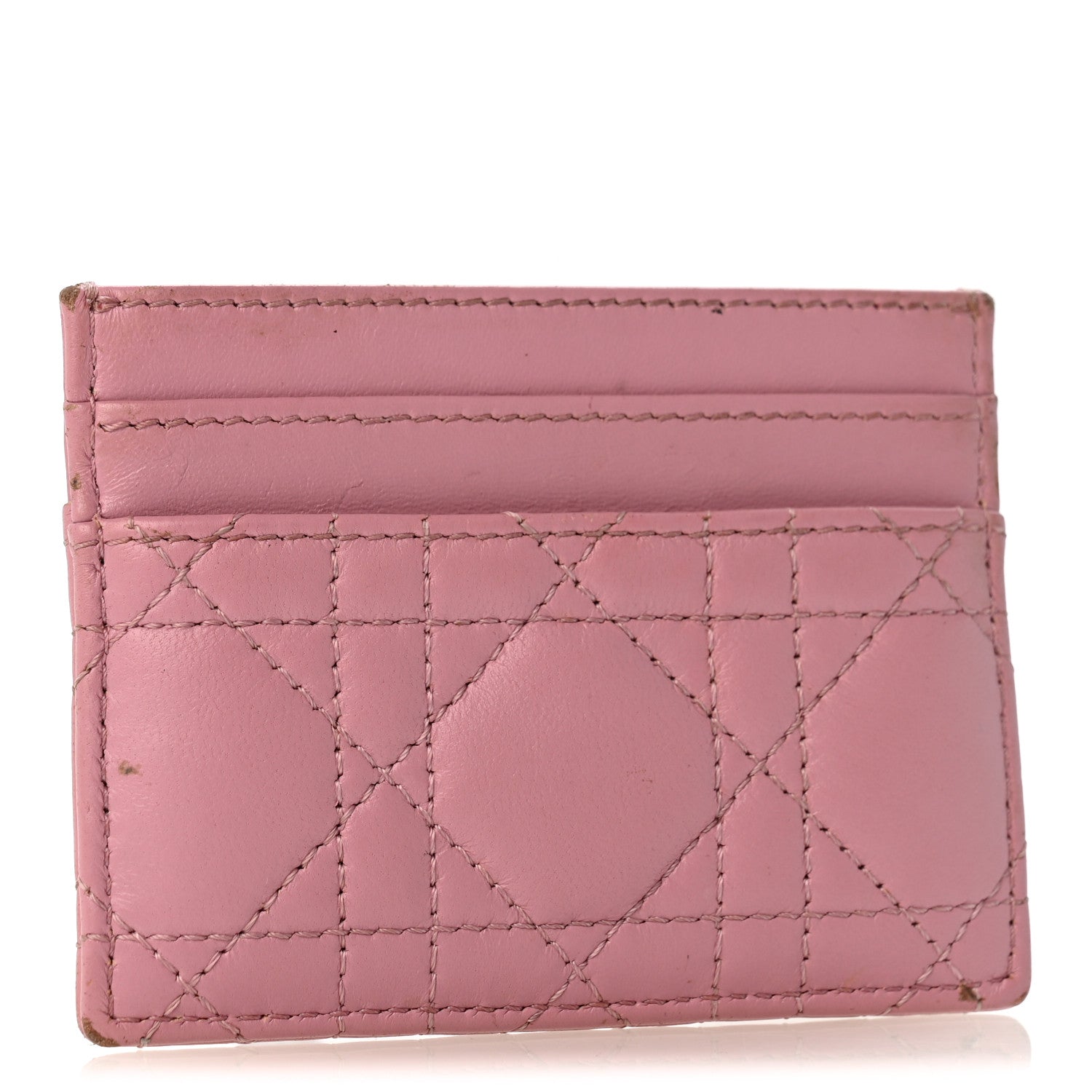 Christian Dior Lambskin Pearl Cannage Dior Jolie Freesia Card Holder Pink 3 of 10
