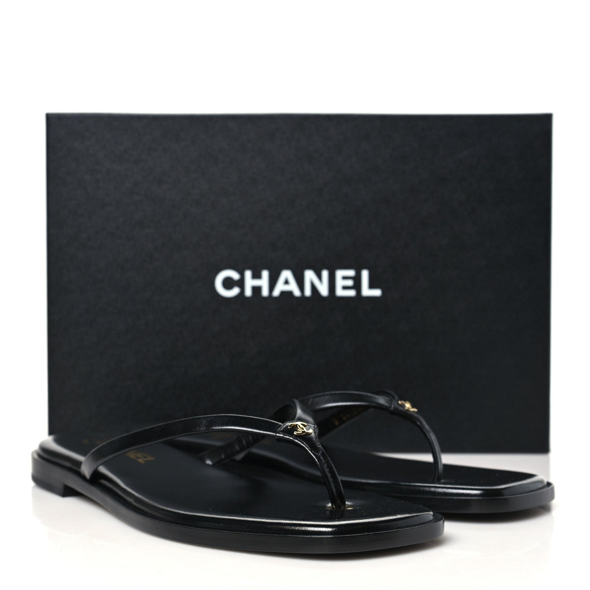 Goatskin CC Times Square Thong Sandals 39 Black