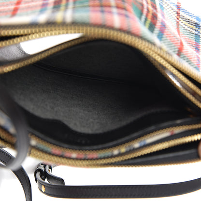 Celine Tartan Felt Plaid Small Trio Crossbody Bag Red Blue 4 of 8
