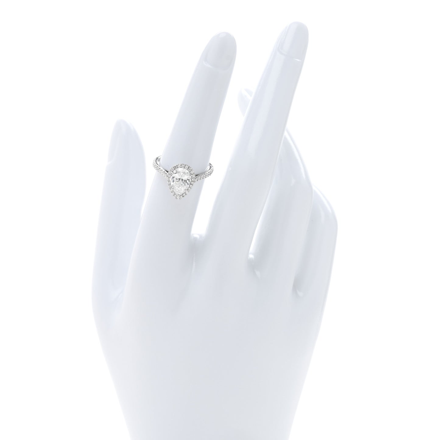 Platinum Diamond 1.50ct Soleste Pear Cut Ring 52 6