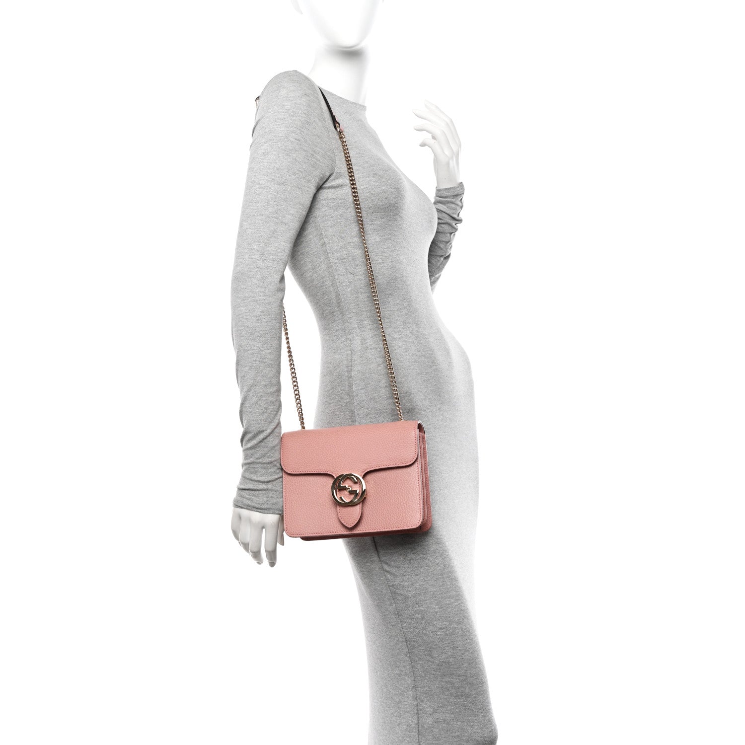 Gucci Dollar Calfskin Small Interlocking G Shoulder Bag Soft Pink 2 of 11