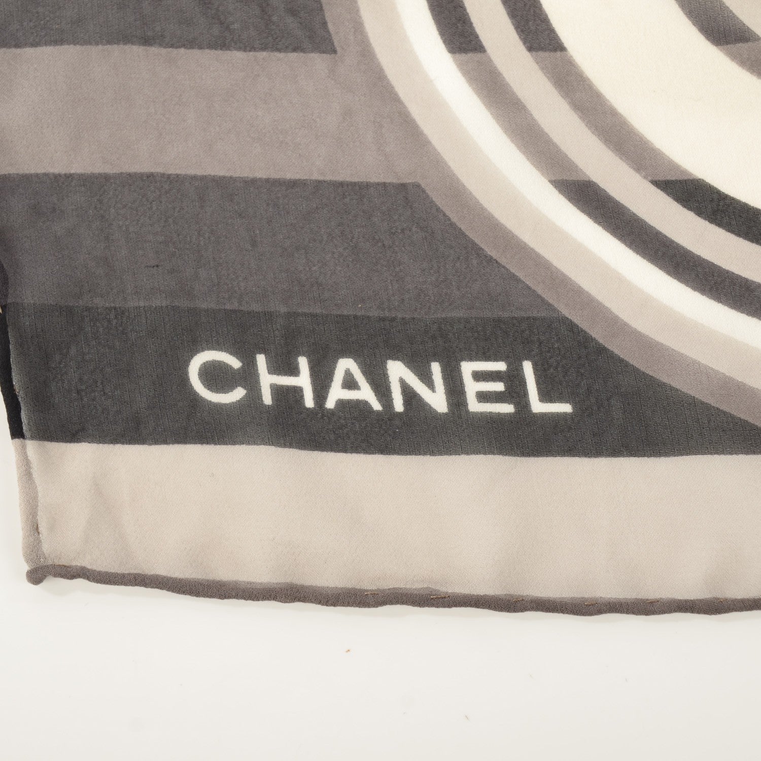 Chanel Silk CC Camellia Clover Square Scarf Black White 5 of 5