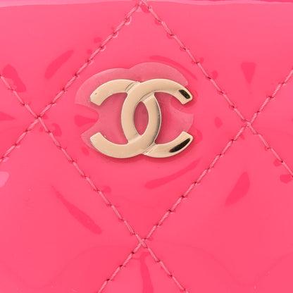Chanel Patent Quilted Medium Curvy Pouch Cosmetic Case Pink 6 of 11