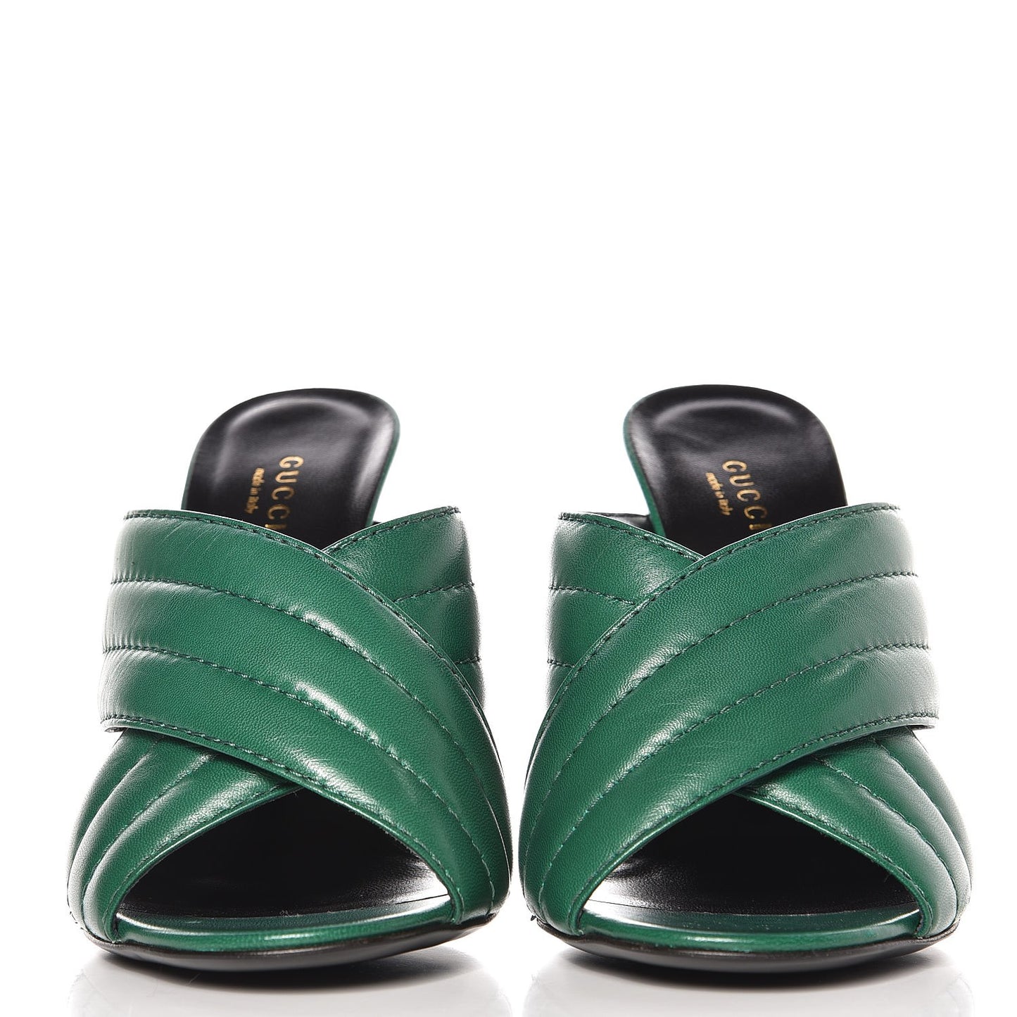 Malaga Kid Webby Crossover High Heel Slide Sandals 38.5 Emerald
