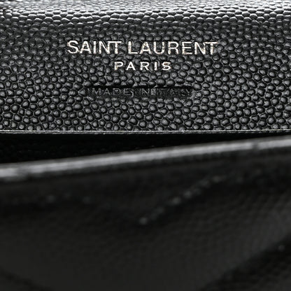 Saint Laurent Grain De Poudre Matelasse Chevron Small Monochome Monogram Envelope Wallet Black 6 of 8