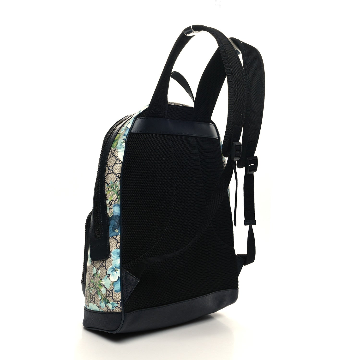 Gucci GG Supreme Monogram Blooms Medium Day Backpack Beige Blue Navy 2 of 9