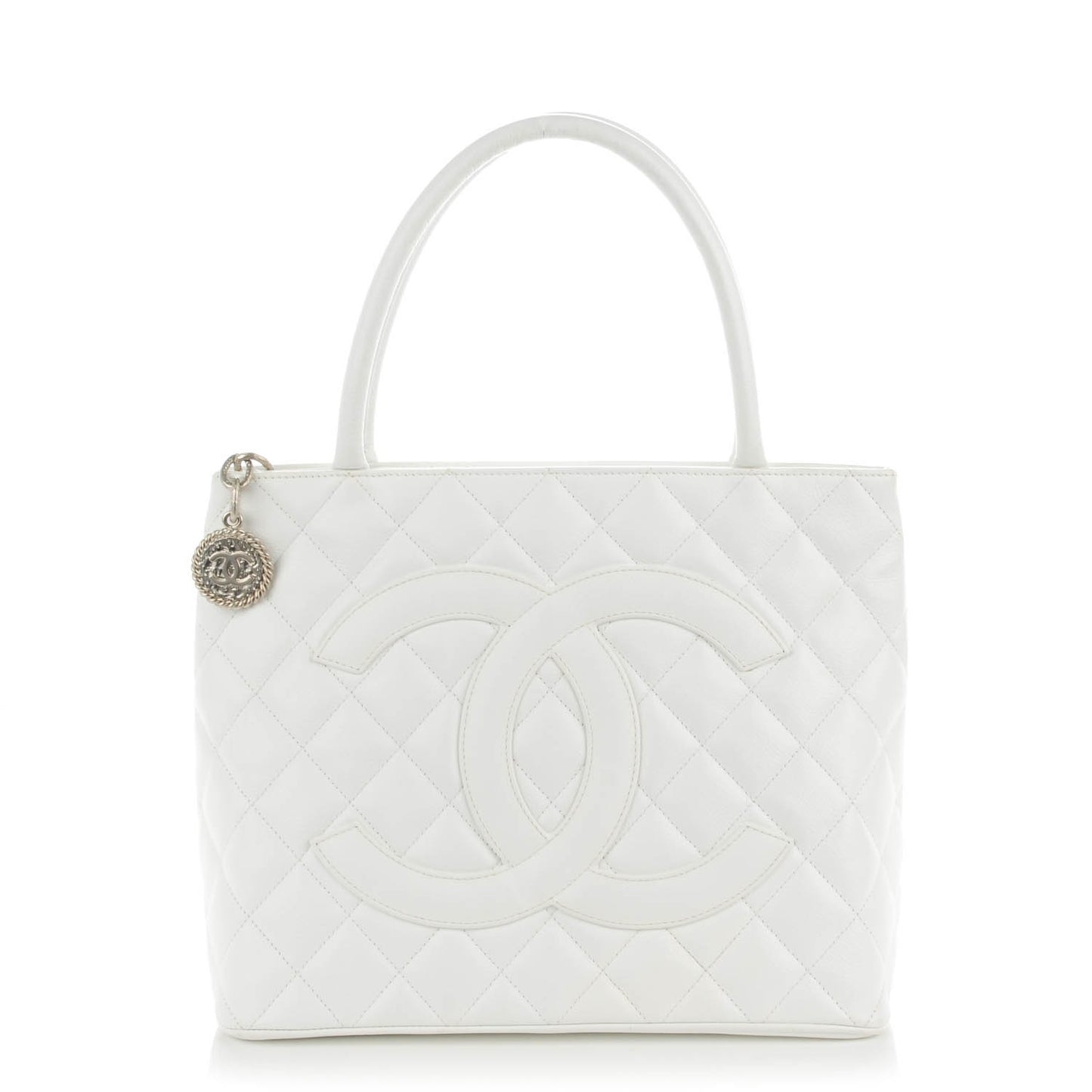 Caviar Quilted Medallion Tote White