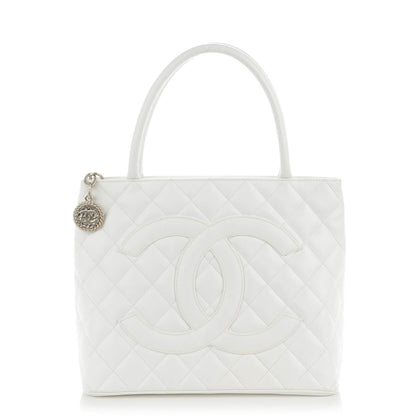 Chanel Caviar Quilted Medallion Tote White 1 of 7