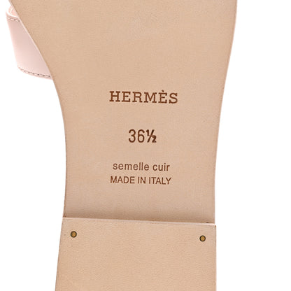 Hermes Box Calfskin Oran Sandals 36.5 Rose Pale 6 of 7