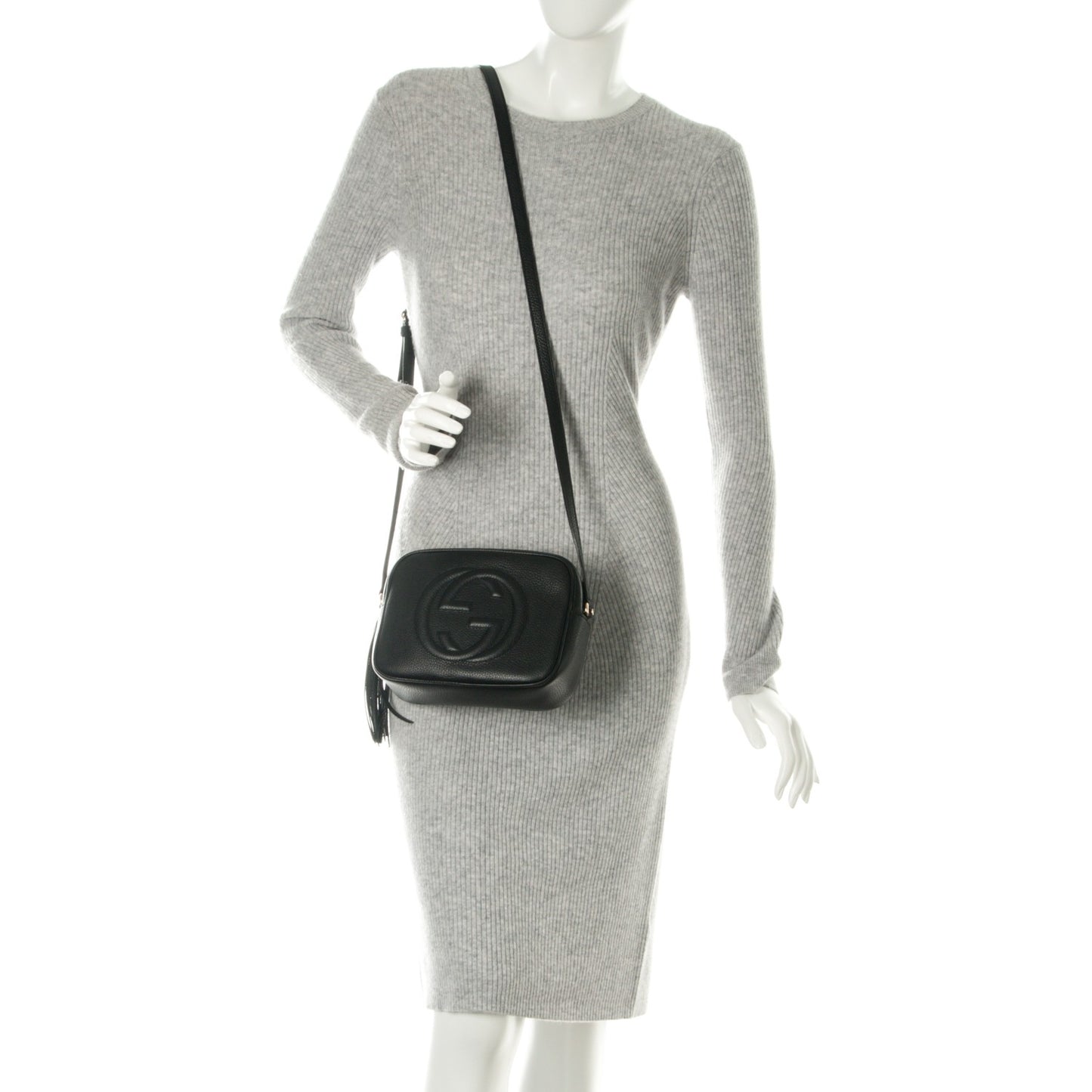 Pebbled Calfskin Small Soho Disco Bag Black