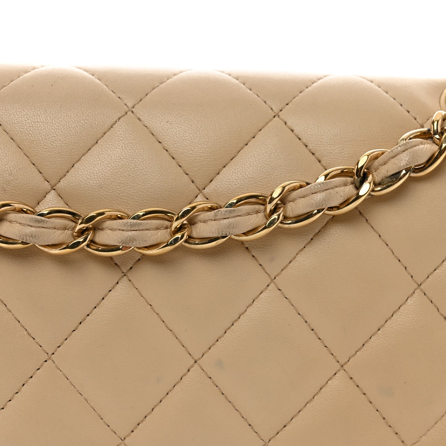Lambskin Quilted Jumbo Double Flap Beige Clair