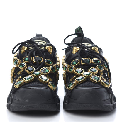 Gucci X SEGA Mesh Suede Calfskin Removable Crystals Womens Flashtrek Sneakers 36.5 Black Silver 2 of 9