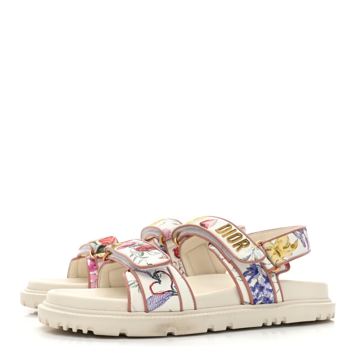 Technical Fabric Petites Fleurs Print Dioract Sandals 40 White Multicolor