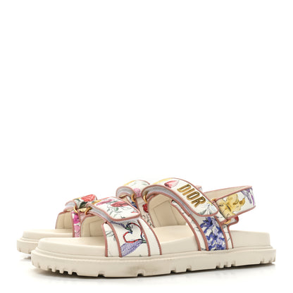 Christian Dior Technical Fabric Petites Fleurs Print Dioract Sandals 40 White Multicolor 3 of 10