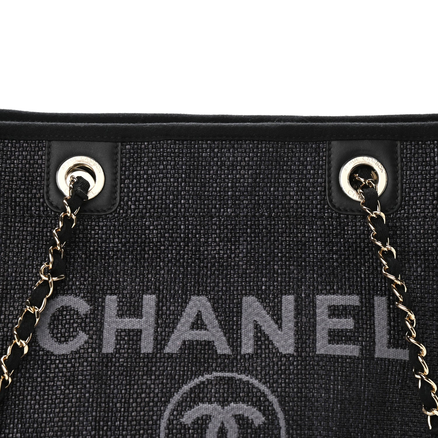 Chanel Woven Straw Raffia Small Deauville Tote Black 8 of 10