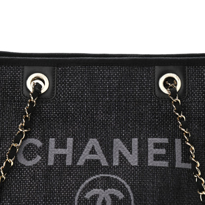 Chanel Woven Straw Raffia Small Deauville Tote Black 8 of 10