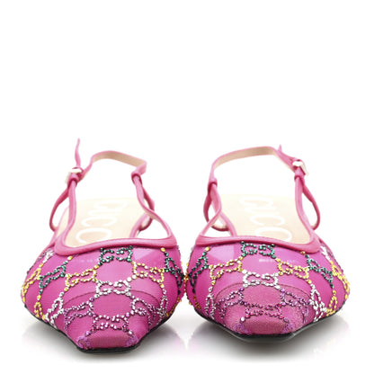 Gucci Tela Retino Nappa Charlotte Crystal GG Monogram Square G 35mm Slingback Pumps 39.5 Bright Bouganville Fairy Fucsia 3 of 9