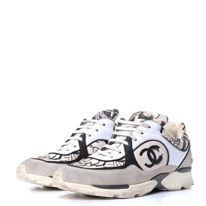 Chanel Suede Calfskin CC Sneakers 39 White Black 2 of 4