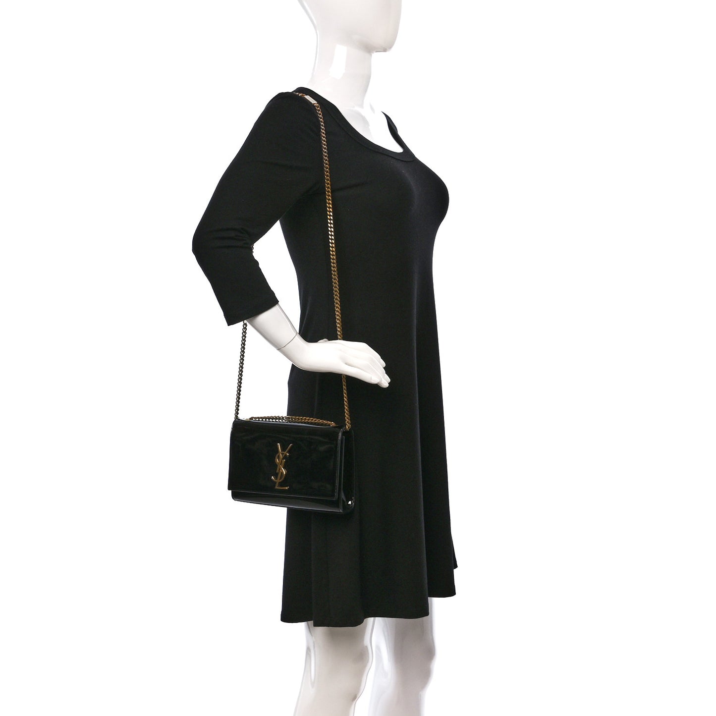 Patent Small Monogram Kate Satchel Black