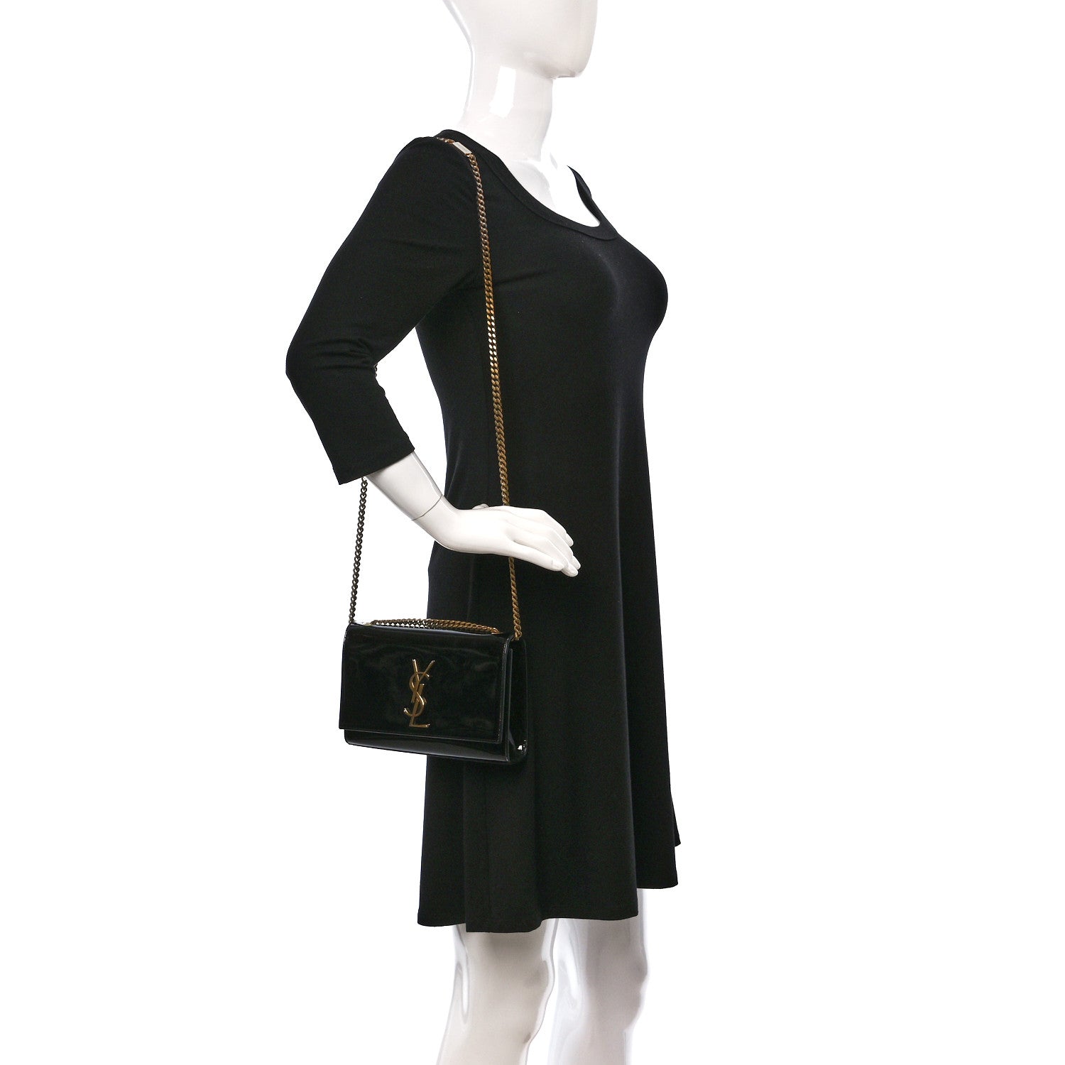 Saint Laurent Patent Small Monogram Kate Satchel Black 2 of 11