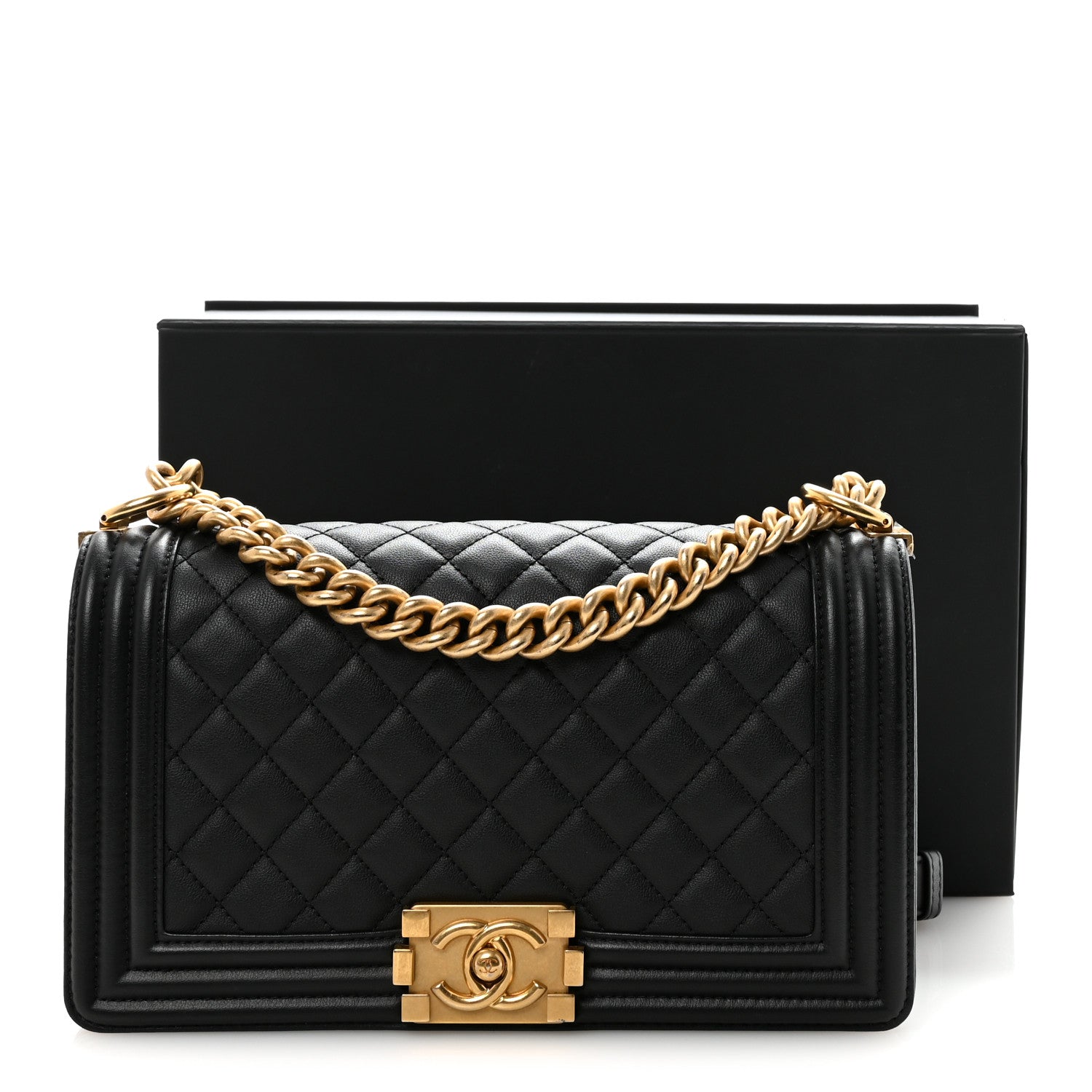 Chanel Calfskin Quilted Medium Boy Flap Black 11 of 11