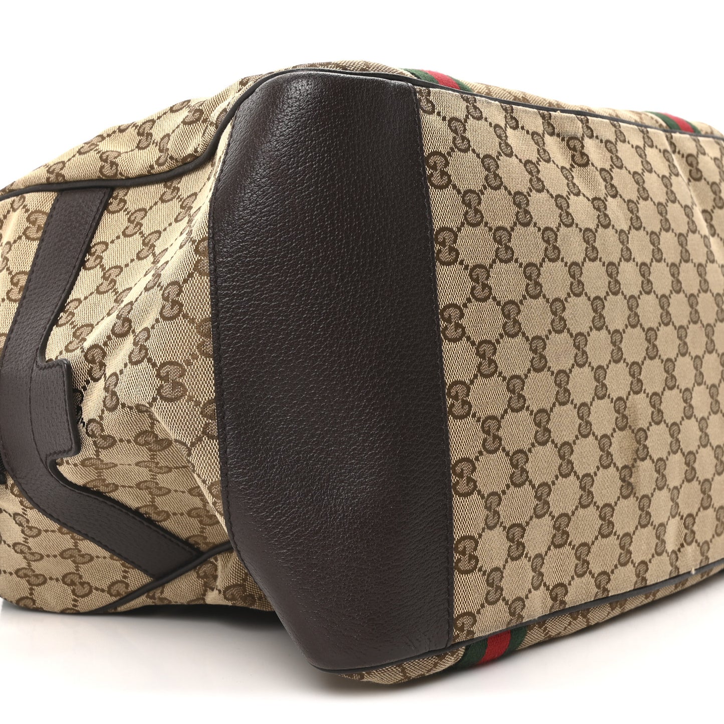 GG Monogram Web Duffle Bag Dark Brown