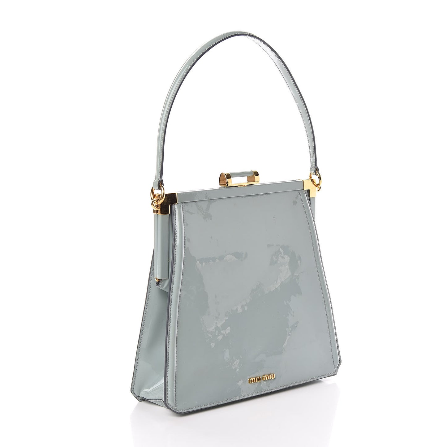 Patent Top Handle Bag Blue