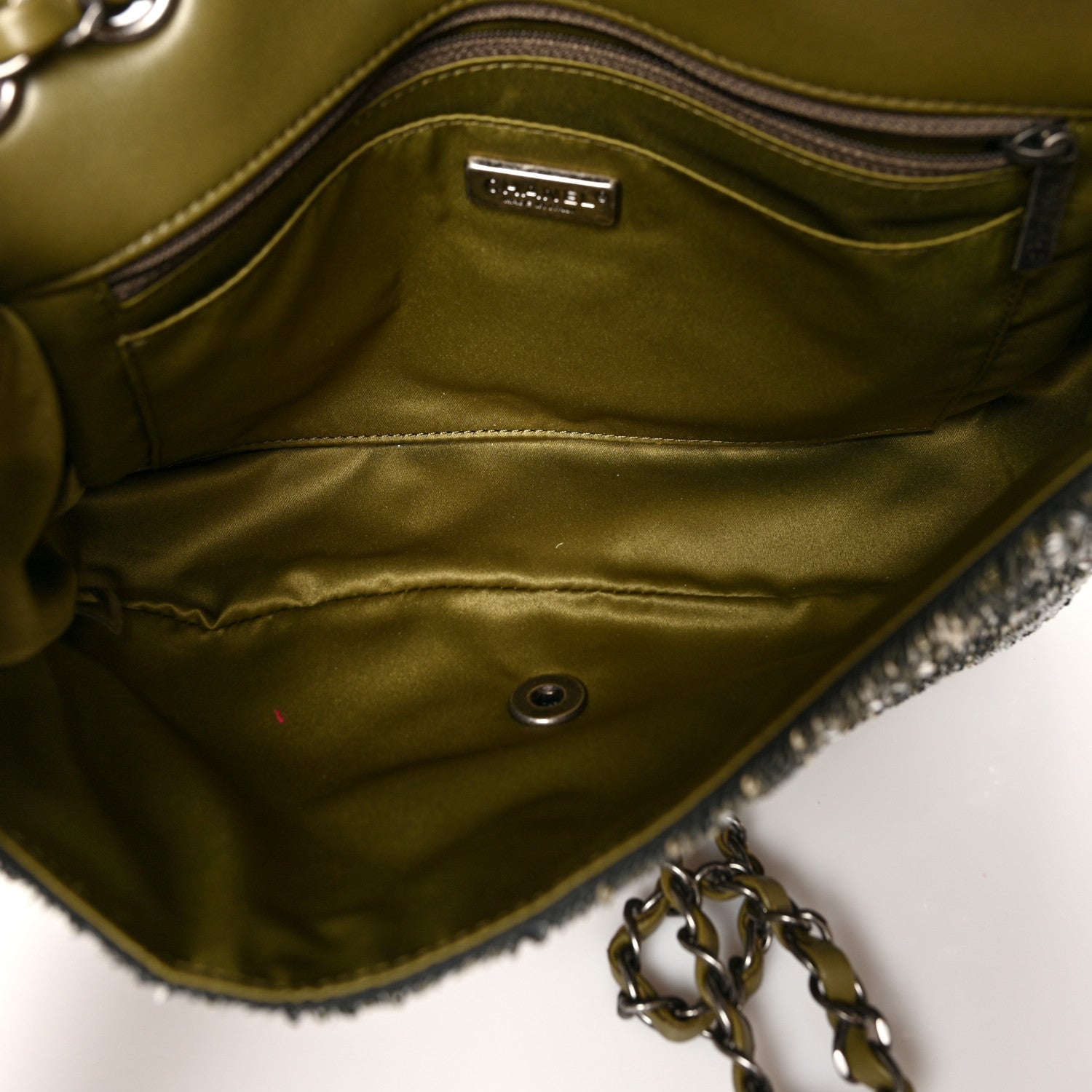 Chanel Sequin Coco Cuba Medium Single Flap Khaki 4 of 9