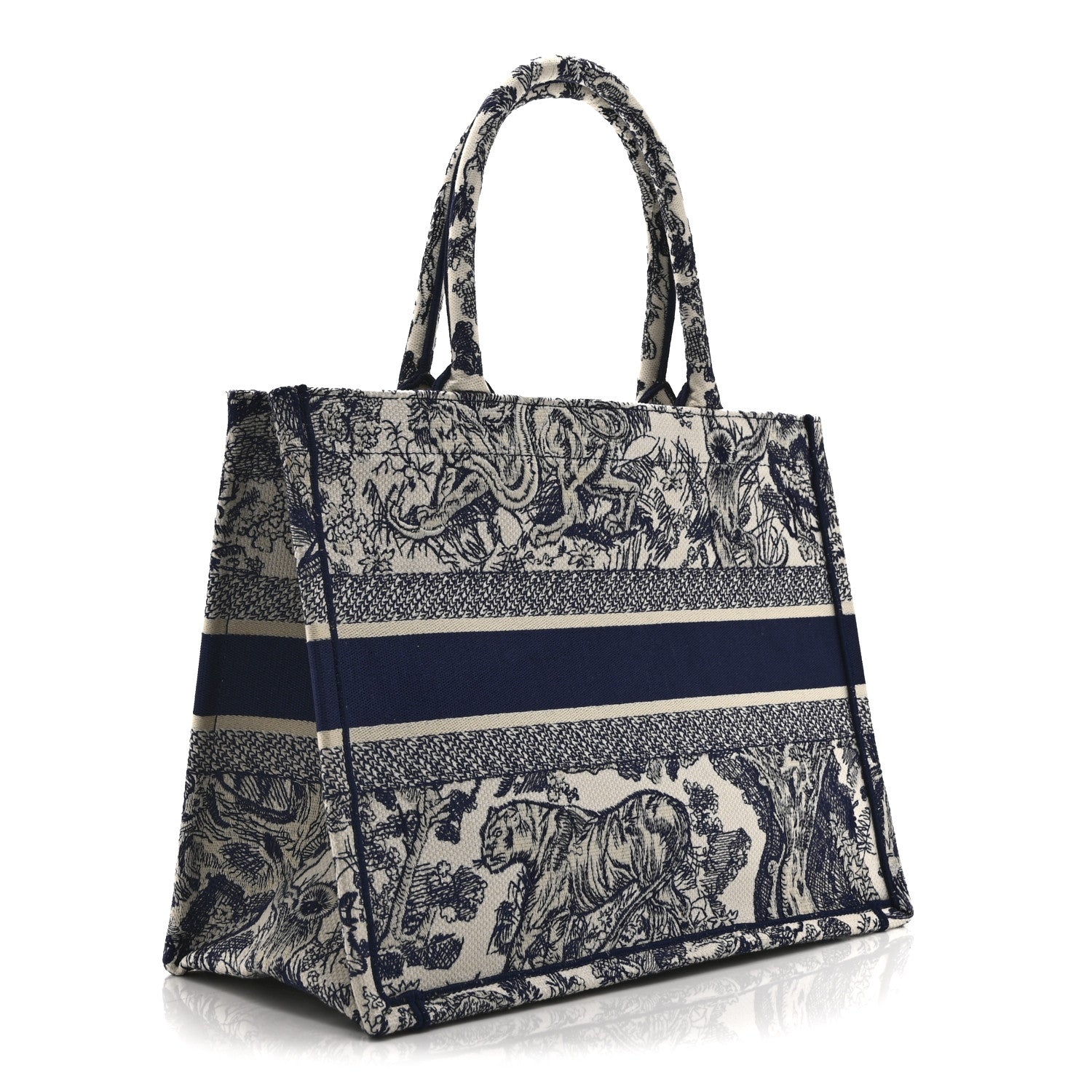 Christian Dior Canvas Embroidered Medium Dioriviera Toile De Jouy Book Tote Blue 3 of 11